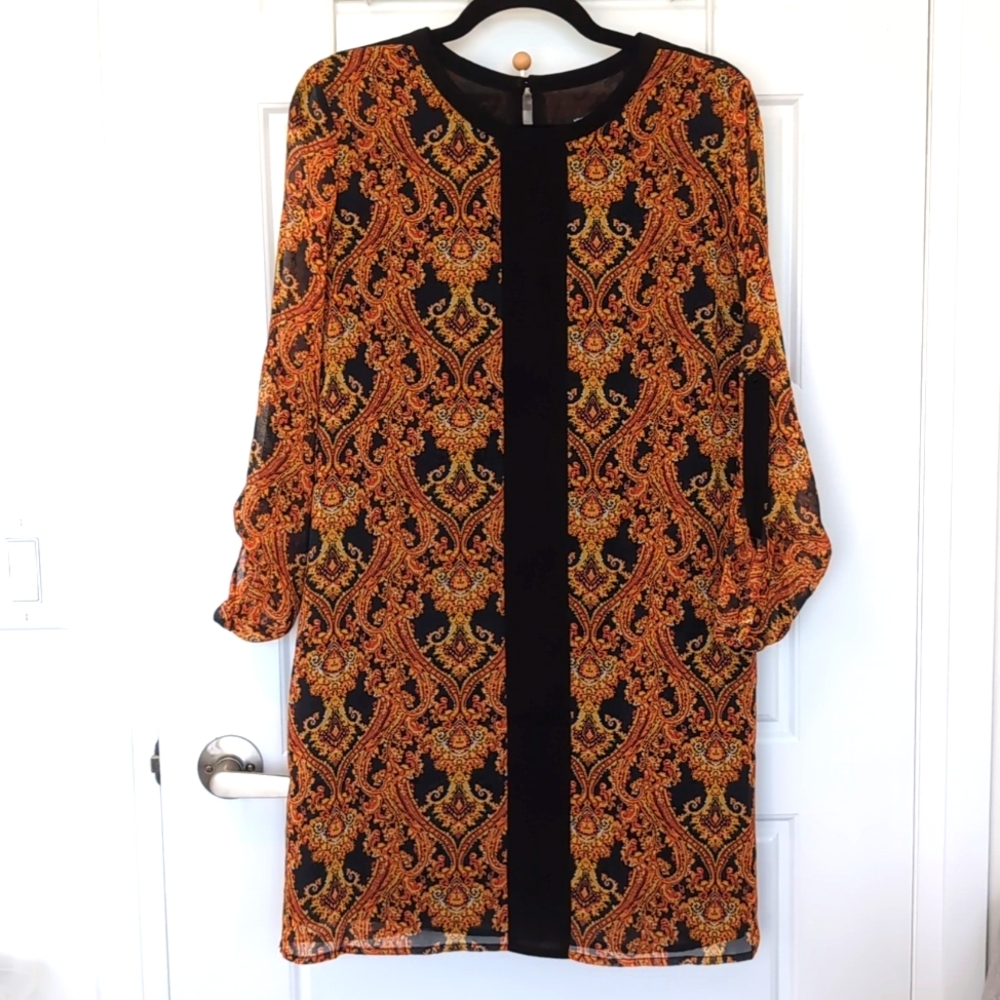 MANGO Dress in black and brown pattern size Small